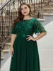 Urban Sexy Dresses Elegant Evening ONeck Sequin Tulle Print Floor Length 2023 Ever Pretty of Sleeve Plus size Prom Dress for women 230612