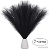 Dried Flowers 18'' Artificial Grass Reed Black Fluffy Pompas for Flower Wedding Party Home Plant DIY Bouquet Decor