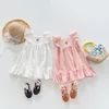 Meisjes Jurken Vintage Rose Borduren Meisjes Jurk Zomer Nieuwe Katoenen Baby Meisje Vierkante Hals Casual Prinses R230612