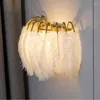 Lampada da parete moderna per soggiorno sfondo Fashion Girl Feather Kids Lights Comodino per camera da letto per bambini nordici Led