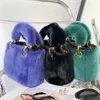 Sacs de soirée sac à main petit sac carré femme épaule fête main mode peluche véritable fourrure