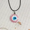 Fashion Colorful Resin Round Evil Eyes Bead Pendant Lucky Turkish Acrylic Blue Eye Necklaces For Womens Jewelry