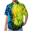 Camisas casuais masculinas Neon Paint Liquid Print Camisa de férias Blusas retrô havaianas masculinas estampadas plus size 3XL 4XL