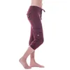 Kvinnors byxor Mid-Rise Drawstring Women Multi Pockets Solid Color Sportwear Bulfting Male Fitness Leggings Activewear
