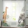 Curtain Jungle Elephant And Giraffe Sheer Curtains For Living Room Bedroom Kitchen Tulle Home Decorative Panels