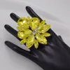 Pierścień Solitaire duży rozmiar 6*6,8 cm Crystal AB Glass S Glass Kobiety Pierścionki Regulowany pierścionek biżuterii do biżuterii ślubnej 230612