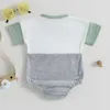 Jumpsuits New Summer Children's Boys' Short Sleeve Crewneck Contrast Colorful Baby Bodysuit Casual Clothing G220606