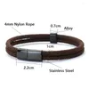 Braccialetti con ciondoli Noter 2023 Bracciale da uomo di moda Fibbia magnetica in acciaio inossidabile 4mm Catena con cordino in nylon Braslet Bangle Pulseira Corda Masculina