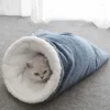 Cat Beds Blue Pet Nest Autumn Winter Plus Velvet Warmth And Soft Sleeping Pad Four Seasons Universal Dog Accessories