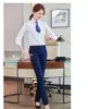 Women's Blouses Fashion Women Shirts White Long Sleeve Office Work Ladies 2 Piece Pant And Tops Sets