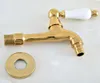 Bathroom Sink Faucets Luxury Gold Color Brass Ceramic Handle Wall Mounted Washing Machine Faucet Out Door Tap Dav150