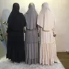 Etnik Giyim 2 PCS Müslüman Kadınlar Hicab Elbise Mütevazı Abaya Eid Ramazan İslami Khimar Jilbab Dubai Türkiye Robe Jalabiya Kaftan Abayas