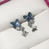 Dingle örhängen huitan estetisk blå fjäril för kvinnor bröllop ceremoni dansfest vackra kvinnliga tillbehör smycken
