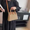 Totes Bamboo Handle Rattan Bag Hands Summer Straw Box Bags for Women 2023 Fashion Beach Shoulder Crossbody Bag Travel Woven Woven Bags