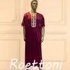 Abbigliamento etnico 1 pezzo lucido maniche corte musulmano Jubba Thobe uomo Pakistan Djellaba lusso saudita Abaya marocchino tessitura vestaglia Eid/Ramadan