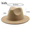 Kindermütze Mädchen 52 cm kleines Kind Filz weiß schwarz Wintermütze Freizeitkleid Junge Mädchen Kind Fedora Wintermütze Sombrero Panama hombre205G