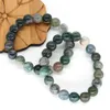 Charm Bracelets Natural Stone Green Moss Agate Healing Crystal Reiki Quartz Handmade Bracelet Elastic Rope Jewelry Polished Gems Beads love Gift Z0612