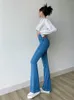 Jeans femme évasé taille haute confortable Vintage Stretch pantalon mode Skinny Denim pantalon Streetwear