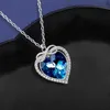 Pendant Necklaces Fashion European and American Style Blue Crystal Heart Necklace Ins Infinite Diamond Women's Jewelry Wedding Accessories R230612