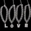 Anklets hiphop inledande bokstäver hänge kubansk länkkedjebrev ankel för kvinnor is av baguette az initialer chunky anklets smycken 230608