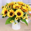 Fleurs séchées tournesol artificiel soie de haute qualité beau bouquet fête de mariage vacances décoration de la maison simulation artificielle