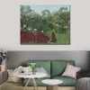 Jungle paysage toile Art forêt tropicale avec des singes Henri Rousseau peinture à la main beau décor de salle familiale