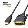 HDMI till DVI Cable Video Cables Gold Plated High Speed ​​1080p 3D DVI-D 24+1 Pin Cable för HDTV 1080p HD Splitter Switcher Projector TV Box Monitor Male Female 1M 1,5m 2M 3M 3M 3M