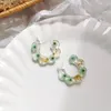 Boucles d'oreilles cerceau u-magique doux mignon C forme fleur boucle d'oreille pour les femmes Vintage Transparent 3 conceptions résine multicolore bijoux