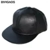 Ball Caps Fashion Unisex Casual Snapbacks Hats Black Blank PU Leather Flat Brim Baseball Hip Hop Cap Bones Gorras For Men Women