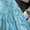 Flickas klänningar sommarblå flickor klänning prinsessa födelsedagsfest blomma flicka baby casual barn kläder