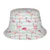 Basker retro flamingo fågel hink hatt kvinnor män unisex trendig sommarfiskare