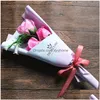 Fleurs décoratives Couronnes Saint Valentin Savon Rose Fleur Anniversaire De Fiançailles 3 Têtes Bouquet Oeillet Mères / Enseignant Dh608