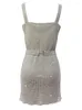 Casual Dresses Glitter Full Rhinestone Sexy For Women 2023 Trendy Y2k Hollow Out Sleeveless Split Elegant Women's Summer Mini Dress