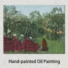 Jungle paysage toile Art forêt tropicale avec des singes Henri Rousseau peinture à la main beau décor de salle familiale