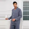 Мужская одежда для сна Паджама устанавливает оценочный шелковистый атлас пижама весна летняя домашняя одежда с длинным рукавом