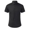 Camisetas Masculinas Masculinas Slim Casual Cor Sólida Simples Decoração de Bolso Camisa de Manga Curta Pacote de Natação Opaco Longo Mock Neck