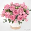 Fiori secchi 30 cm rosa rosa seta peonia bouquet artificiale testa grande tavola di nozze festa fai da te decorazione della stanza di casa