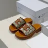 Clea Padded Flat Slides tofflor Läder Insula Platform Sandaler Canvas Triomphe Stamped Open Toe Luxury Designer For Women Holiday Flats Sandaler Factory Factorwear