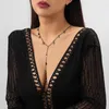 Choker Lacteo Vintage Rhinestone Black Chain Necklace For Women Long Tassel Neck Clavicle Jewelry Collar Summer Party Gift