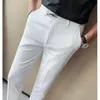 Blazers 2022 Men Business Dress Pants Korean Style Slim Office Social Suit Pants Casual byxor Streetwear Black White Clothing 2936