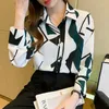 Kvinnor Bluses Office Ladies Tops Button Up Shirts For Women Chiffon Långärmning Koreanska modekläder 2023 Fall Turn-Down Collar