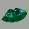 Spódnice Brązowe DOT LED LUMINOUNS LIGHT MINI SKI Summer Blawling Sequin Net Tutu Women's Ballet Jupe New G220606