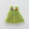 Girl's Dresses Beautiful three-dimensional Flower Girls Mesh Dress 2023 Summer New Flying Sleeve Baby Birthday Party Princess R230612