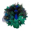 Decoratieve bloemen 40 cm prachtige pauwenkrans blauw en groen gaas Kunstmatige voordeur voor woondecoratie