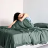 Beddengoed sets LivEsthete Puur Groen 100 Zijden Beddengoed Set Effen Kleur Platte Laken gevallen Koningin Koning Dekbedovertrek Bed Sets Voor Slaap Gift Z0612