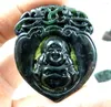 Colares com pingente 50 31 Atacado Natural Chinês Preto Pedra Verde esculpida à mão Estátua de Buda Feliz Amuleto Colar Jóias