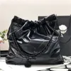 10A Mirror Quality Luxury Designers Bag Mini Bucket Bags 22 Handväska 35 cm shoppingväska kalvskinn quiltad tote svart handväska kvinnors axel silverkedja med låda