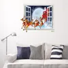 Wall Stickers Christmas Decoration Santa Claus On The Imitation 3d Effect Removable Fake Windows