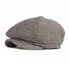 Berets Autumn Winter Polyester Stripe News Boy Flat Hat Male and Female Artist Beret G220612