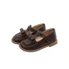 Platte Schoenen 2023 Baby Mode Prinses Elegante Boog Bruiloft Voor Meisjes Leer Kinderen Jurk Zwart School Kind 1 2 3 4 5 6 Jaar